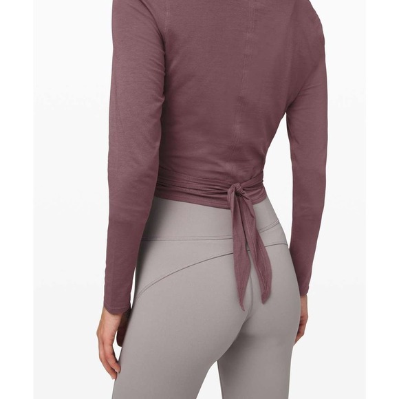 Lululemon Time to Restore Long Sleeve Tie Cropped Top Antique Bark Purple 6 - Picture 6 of 13